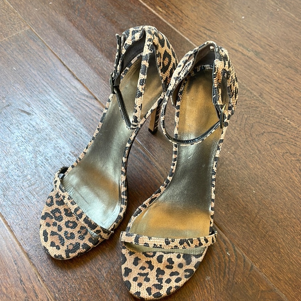 Stuart Weitzman leopard print nudist sandals